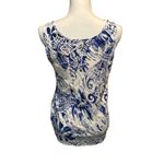 Jams World  Palani Sleeveless Tank Top Women's Medium Blue‎ White Tropical Photo 1