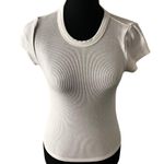 American Eagle Hey Baby Waffle Short Sleeve Tee Shirt Small Women’s Cream White Photo 1