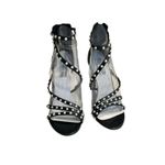 Steve Madden Meg Black Snake Pearl Ankle Strap Heels Vegan Leather 7.5 New Photo 2