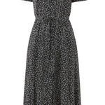 Club Monaco Floral Open Neck Silk Shirt Dress in Black, Size XS Photo 0