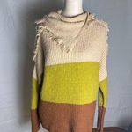 Blu Pepper Green and Brown Cowl Neck Sweater Photo 0