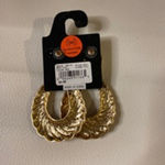 Rainbow Sandals Vintage Rainbow Red Gold Tone Hoop Earrings 2” Post Dangle Retro Jewelry Photo 5