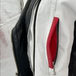 CHIA Colorblock Leather Moto Jacket Red White Black Belted Quilted Size M Size M Photo 5