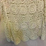 Crochet India Boutique top sz L festival boho whimsical concert floral neutral White Size L Photo 4