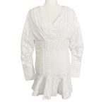 ISSUP Studios White Textured Dress Long Sleeve Flutter Skirt Size M Photo 1