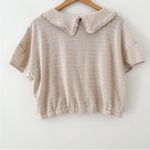 Madewell  Beige Ruffle Collar Top Sz Large Photo 1