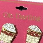 Oh darling, pierced coffee cup jewel tone, post earrings Photo 2