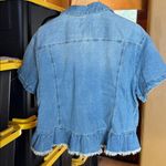 Cato  Denim Short Sleeve Jacket Raw Ruffle Hem Plus Size 3X 22/24W Photo 6