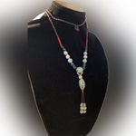Tahari Elegant Beaded long y-drop Necklace with Blue and Brown Accents 36” Photo 1