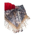 New Bandana Blouse Shirt Cover Up Fringed Tassel Embellishment Triangle Lace Top Tan Size undefined Photo 7