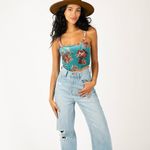 Mia Joy Joyfolie Journee Corset Top In Aegean Ikat Green Size XXS Photo 3