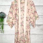 Symphony  Cream & Pink Floral Open Front Kimono Robe Size Small Photo 11