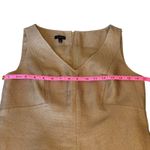 Talbots  Sleeveless V-Neck‎ Dress Size 4 Beige Gold Metallic Linen Blend Career Photo 4