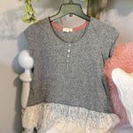 Taylor & Sage Romantic Top Heather Gray Knit Lace Womens M Photo 9