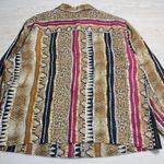 IOS XL Linen Snake Print Button Down Shirt Top Blouse Brown Photo 9