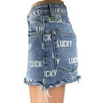 Lucky Brand  Women's Blue Logo Print Cut-Off High Rise Denim Jean Shorts Size 26 Photo 1