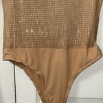 Grey Lab Embellished Tan Turtleneck Mesh Bodysuit(Size Medium) Photo 7