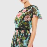 Mac Duggal  9149 Womens Floral Illusion Cap Sleeve Midi Dress Photo 2
