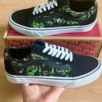 Vans Old Skool Low Top Black Green Canvas Suede Sneakers Women 8.5 US Photo 2