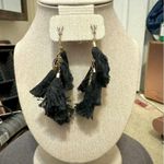 Ettika  Black Fringe Dangle Earrings 18K Gold Plated, Nickel Free, Pierced Ears Photo 1