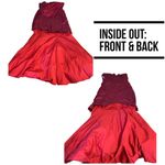 BELSOIE RED & BLACK STRAPLESS MERMAID STYLE SATIN BEADED GOWN (6) Photo 10