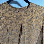 VTG 100% Silk Brown Gold Paisley Long Sleeve Maxi Dress Sz 10 Retro 80s Prairie Brown Photo 1