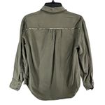 Free People Off Campus Shirt Womens XS Moss Green Tencel Metallic Boho Utility Photo 5