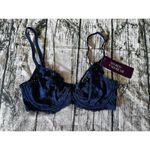 Adore Me Adored By Women's Chelsey Unlined Underwire Bra Lace Navy Blue 34C NWT Photo 2