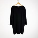 Eileen Fisher  Black Ballet Neck Viscose Jersey Dress – Size Medium Photo 2