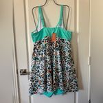 Arolina Swimsuit Dress Two Piece Cute Green Leopard Print With Shorts 22W NWT Photo 3