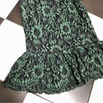 Alexia Admor  Lacy Midi Dress Sleeveless Ruffles Dark Green Black Ladder Stitch L Photo 7