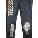 Free People x Artisan Deluxe Lace Applique Skinny Denim Jeans Size 25 Photo 0