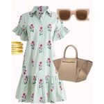 J.Crew  Printed Ruffle-Sleeve Mini Shirt Dress Sz. 4 Photo 1