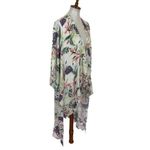 Umgee  Kimono Cardigan Medium Large Floral Boho Fringe Sheer Layer Photo 2