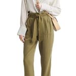 Treasure & Bond New Pants Womens Size 6 Paper Bag Waist Cuffed Olive Green Photo 14