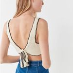 Urban Outfitters  Tank Crochet Cropped Tie Back Cream Black Size Medium Photo 1
