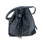 JustFab faux leather drawstring bag side tassel gold hardware spacious on the go Photo 1