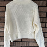 Vintage College Town White Acrylic Sweater | 80s Preppy Basketweave Knit Size M Size M Photo 0