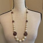 Women’s Statement Beaded Necklace Faux Pearl / Purple Bead Photo 3