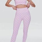 Forever 21 Women Active Seamless High Waisted Pink Checkered Leggings Size M Photo 1