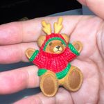 Hallmark  Vintage Christmas Teddy In Sweater‎ and Antlers  Brooch Photo 10