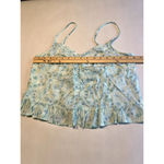 Abound ‎ Floral Ruffle Cami Top Medium Green Blue Sleeveless Summer Blouse Photo 6