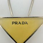 Prada Authentic Triangle Logo Key Ring Keychain Yellow Enamel Silver Tone Photo 1