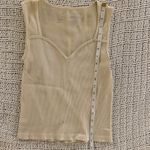 ZARA Boom Boom Jeans Cream Sweetheart Neckline Ribbed Minimalist Tank Top Medium Photo 4