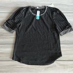 Nine Britton Cyra Ruched Sleeve Detail Knit Top Black Large NWT STITCH FIX Photo 4