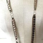 Nakamol brown and cream pearl multi strand long chain necklace Photo 0