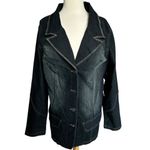 NWT Z Cavaricci Dark‎ Denim Jacket 2X Stretch Contrast Stitching Notched Lapel Blue Photo 1