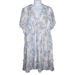 SheIn Milkmaid Babydoll Cottagecore‎ 3XL Floral Ruffle V Neck Midi Dress Blue White Photo 1