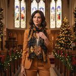 Floral Black and Orange Christmas, semi sheer Scarf Photo 3