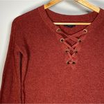 American Eagle  Red Lace Up Knit Sweater Jegging Fit Oversized Gorpcore Western Photo 1